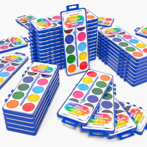 Miniatura 9 de Shuttle Art Juego de 30 pinturas de acuarela a granel, juego de pintura de acuarela de 12 colores a granel con pinceles para niños y adultos