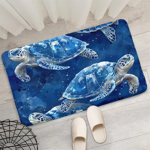 Miniatura 4 de Alfombra de tortuga marina con estampado de animales marinos y animales marinos, alfombra con estampado de tortugas marinas, para niños y niñas