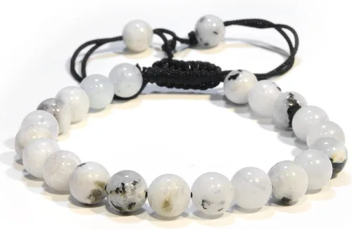 Miniatura 161 de Adjustable Crystal Bracelet – Gemstone Bead Bracelet with Adjustable Macrame String – Chic Gemstone Bracelet for Men and Women – 8mm Round Healing