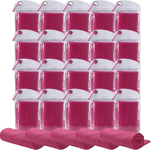 Miniatura 17 de Paquete de 20 toallas refrescantes de 40 x 12 pulgadas, toalla de hielo para cuello y cara, microfibra fría con bolsa transpirable para yoga, Azul