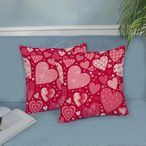Miniatura 4 de AEIOAE - Juego de 2 fundas de almohada de San Valentín, de 16 x 16 pulgadas, rojo, con diseño de corazón de amor, fundas de almohada decorativas