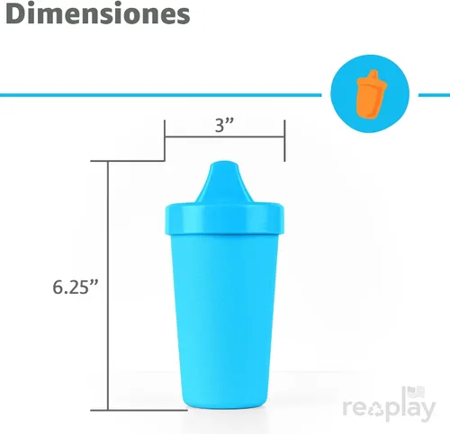 Miniatura 9 de Re-Play - Vasos de 10 onzas, hechos en EE.UU. Vasos antiderrames para la alimentación de bebés, niñas y niños pequeños, en color azul marino, agua