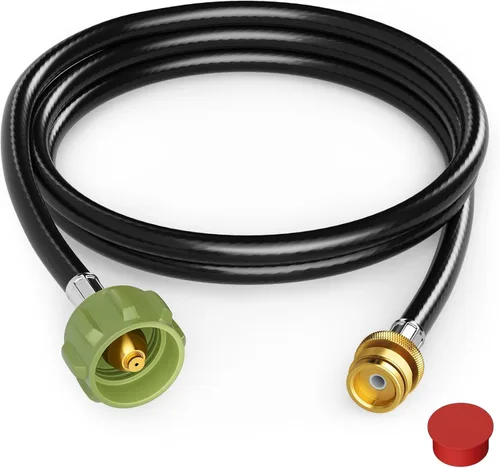 Miniatura 13 de Manguera adaptadora de propano trenzada de acero inoxidable de 5 pies para calentador Buddy y parrilla Blackstone, convertidor de tanque de 1 libra
