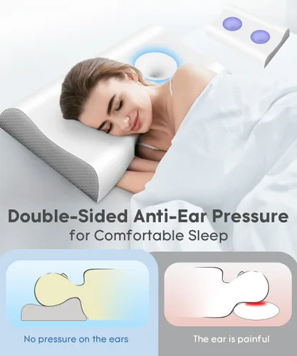 Miniatura 2 de Almohada cervical para alivio del dolor de cuello - Almohada de contorno de espuma viscoelástica para dormir, almohada de cuello con zonas de alivio