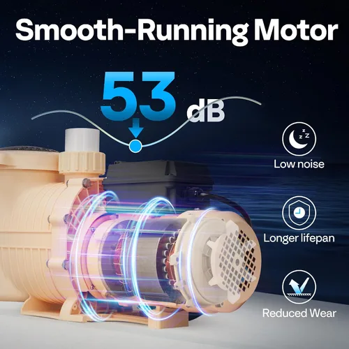 Miniatura 6 de VIVOHOME Potente motor de cobre de 1.5 HP 6500 GPH Bomba de piscina de doble voltaje autorecortable en/sobre el suelo con unión de 1.25 pulgadas
