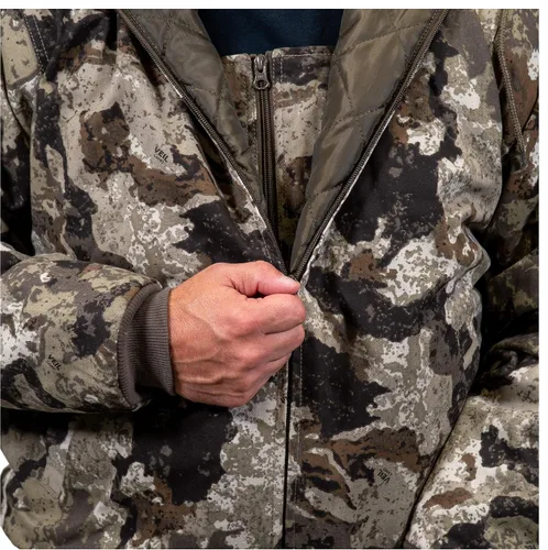Miniatura 4 de HOT SHOT Chaqueta de caza de camuflaje de sarga aislada para hombre, camuflaje con carcasa de algodón, para clima frío, caza de aves y ciervos