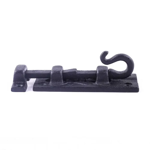 Miniatura 7 de Renovators Supply Manufacturing Pestillo de cerradura de puerta de 4 pulgadas. Pestillo de perno deslizante de hierro forjado negro con accesorios