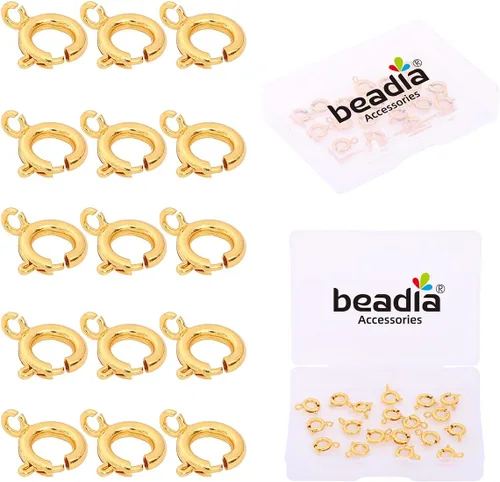 Miniatura 15 de BEADIA Cierres de langosta chapados en oro de 18 quilates que no se deslustran de 0.394 in, 20 piezas para hallazgos de fabricación de joyas Cierres