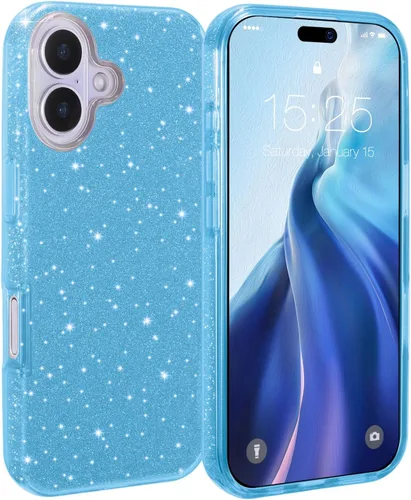 MILPROX Funda compatible con iPhone 17 con purpurina de 6.3 pulgadas, elegante lujosa brillante resplandeciente bling centelleante funda carcasa de