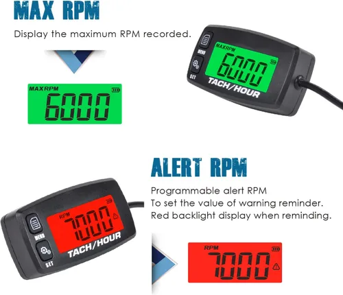 Miniatura 5 de Runleader Medidor digital de mantenimiento tac/hora,Reemplazo de batería para motor de gas pequeño,Utilizado en montar, césped, tractor, generador
