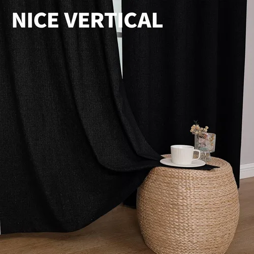 Miniatura 6 de CUCRAF - Juego de 2 paneles de cortinas de ventana con oscurecimiento total del 100%, de 54 pulgadas de largo, con aspecto de lino falso, cortinas
