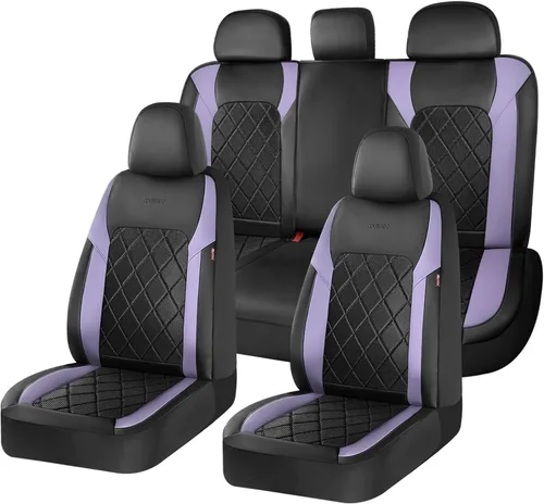 Miniatura 69 de Coverado Juego completo de fundas de asiento de automóvil, fundas de asiento negras para asientos delanteros y traseros de automóvil, protector