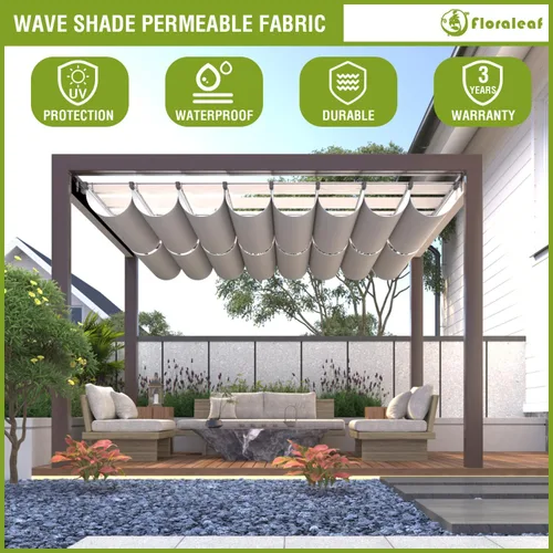 Miniatura 4 de Cubierta de Sombra para Pérgola de 3'×4' Impermeable Retráctil Toldo de Repuesto para Pérgola Vela de Sombra Deslizante con Herrajes de Cable