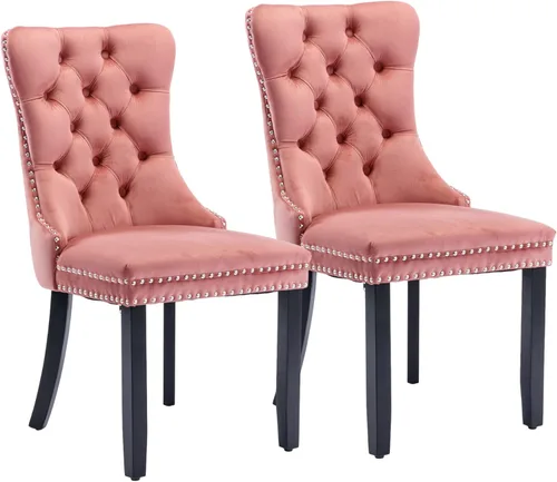 Miniatura 17 de Silla de comedor copetuda moderna de terciopelo para comedor, sillas de comedor tapizadas con remache de clavo, anillo trasero para cocina, comedor
