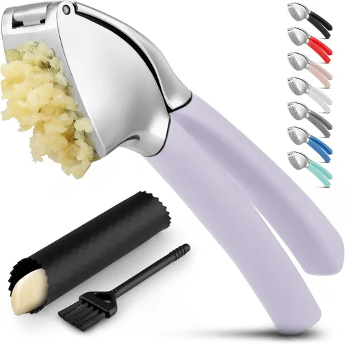 Miniatura 11 de Zulay Kitchen Comfort Grip Prensa de ajos, herramienta para picar ajos, trituradora de ajos, prensa de ajo a prueba de óxido, con mango ergonómico