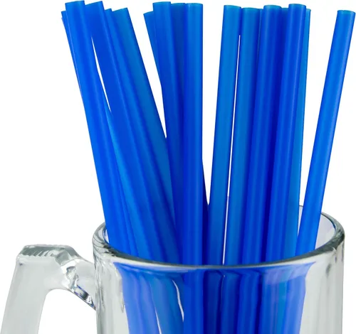 Paquete de 250 pajitas de plástico sin envolver sin BPA (azul, 10 x 0.28 pulgadas) hechas en Estados Unidos