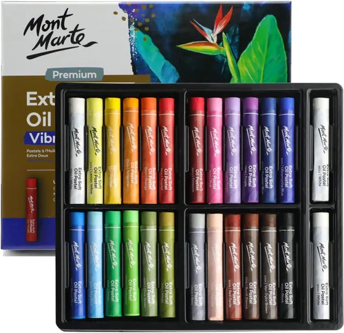 Mont Marte Pasteles al óleo extrasuaves, colores brillantes surtidos, vibrantes y mantecosos, versátiles para mezclar, capas y sombreado, ideales