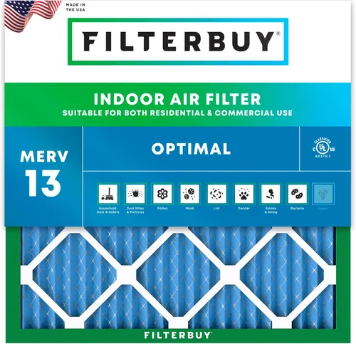 Miniatura 15 de Filterbuy Filtro de aire 8x14x1 MERV 13 Defensa Óptima contra Humo y Alergias (Paquete de 1), Filtros de Reemplazo Electrostáticos Plisados HVAC AC