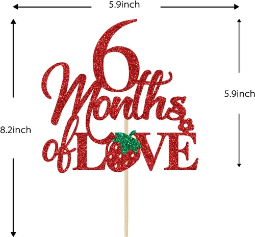 Miniatura 4 de Decoración para pastel de 6 meses de amor, decoraciones de pastel de cumpleaños de 6 meses, 1/2 camino a uno, decoraciones de medio cumpleaños