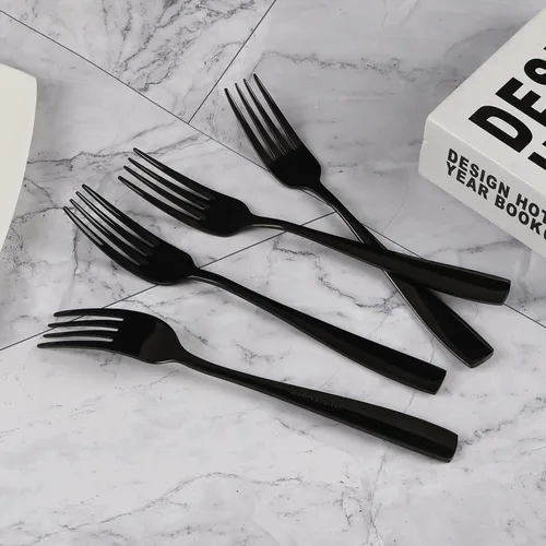 Miniatura 7 de Vababa Tenedores negros de 16 piezas, tenedores de restaurante de acero inoxidable