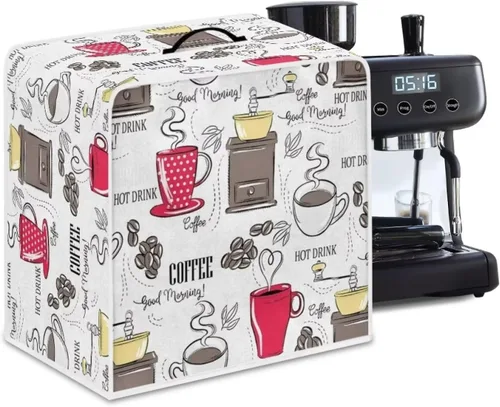 Miniatura 17 de Funda para cafetera, poliéster, azul, se adapta a la mayoría de máquinas de café estándar, protector resistente al polvo, huellas dactilares