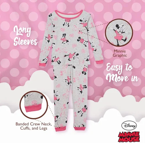 Miniatura 4 de Disney Girls' Minnie Mouse 2-Piece Snug-Fit Cotton Pajamas Set