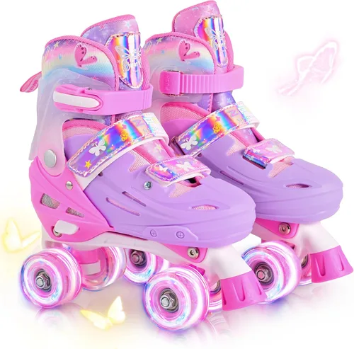 Miniatura 10 de 2PM SPORTS Patines de ruedas para niñas, niños y niños pequeños de 4 a 6, 5 a 8, 6 a 12, 8 a 12 años con ruedas iluminadas, patines ajustables