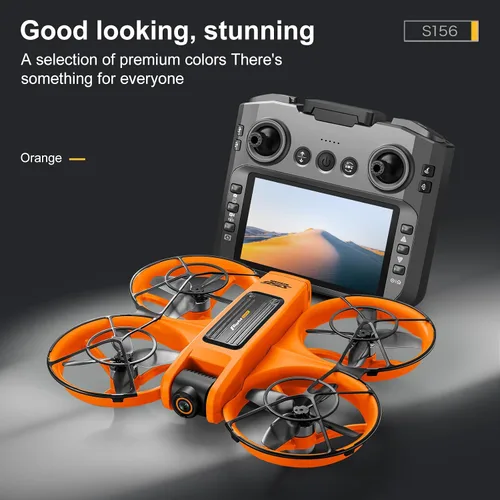 Miniatura 2 de Drone con pantalla grande de control remoto (12.5 cm), mini avión con cámaras duales, 2 baterías, giros de 360°, protección completa de hélice