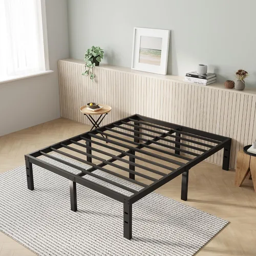 Miniatura 16 de Novilla Base de cama tamaño Queen, base de cama con plataforma de metal de 14 pulgadas tamaño Queen con espacio de almacenamiento debajo de la cama