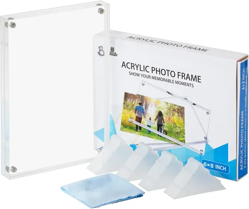 Miniatura 7 de Boxalls Marcos de fotos acrílicos de 6 x 8 pulgadas, paquete de 5, marcos de fotos transparentes sin marco de 6 x 8 pulgadas con magnético, marco