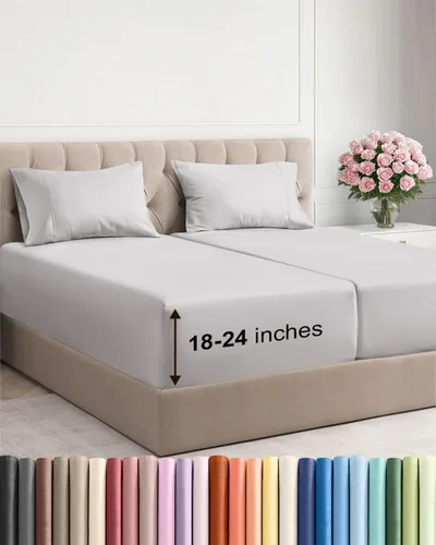 Miniatura 106 de Sábanas King divididas con bolsillos extra profundos, sábanas transpirables y refrescantes de 5 piezas, sábanas de lujo para hotel, suaves, sin 22