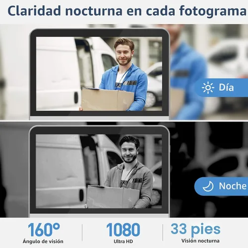 Miniatura 5 de Sistema de timbre de video inteligente inalámbrico, pantalla táctil de 7 pulgadas, cámara de timbre de video 1080P con detección de movimiento, Negro
