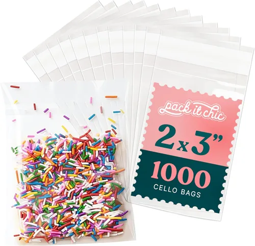 Miniatura 11 de Bolsas de celofán autosellantes de 3 x 4 pulgadas (paquete de 1000) – Bolsas transparentes para galletas con sello para embalaje de productos