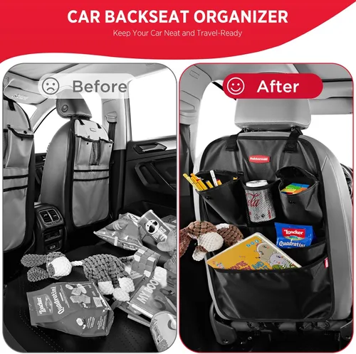 Miniatura 3 de Rubbermaid Organizador de coche para asiento trasero, alfombrillas y protector de respaldo de asiento, organizador de automóvil para niños con 6