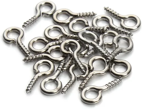 Miniatura 8 de 200 Pcs de tornillos de ojo de metal con ganchos 0.55 pulgadas/14 mm tornillos de ojo resistentes para hacer joyas DIY plateados con rosca