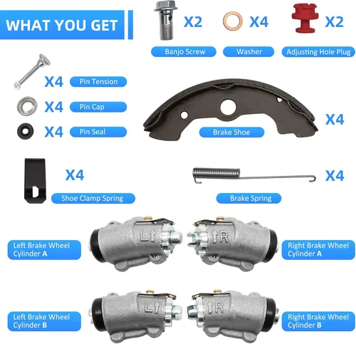 Miniatura 6 de Kit de zapatas y cilindros de rueda de freno delantero para Honda Foreman 450 TRX450 ES/S 1998-2004 (izquierda y derecha) TRX450FE/TRX450FM, OEM#