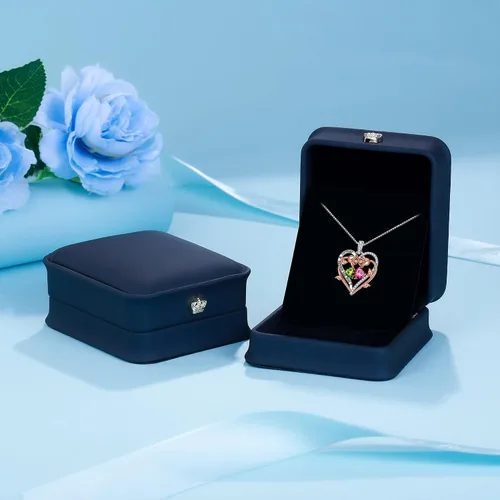 Miniatura 4 de Iefil Collar de piedra natal de corazón rosa, regalos para mujeres, mamá, abuela, joyería de piedra natal natural o creada, para el día de la madre