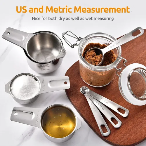 Miniatura 8 de U-Taste Juego de 15 tazas y cucharas medidoras: 7 tazas medidoras y 7 cucharas medidoras con 2 anillos en D y 1 tabla de conversión profesional