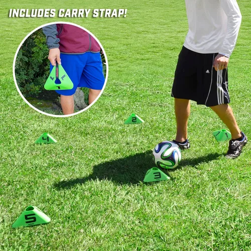 Miniatura 5 de GoSports Conos deportivos modernos, paquete de 12 con conos numerados, ideales para fútbol, baloncesto, fútbol y más