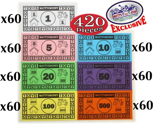 Miniatura 2 de Matty's Money Juego de dinero de repuesto de 420 piezas (60 piezas cada una de $1's, $5's, $10's, $20's, $50's, $100's y $500) $41,160 en dinero
