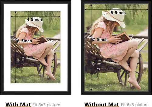 Miniatura 4 de Frametory, Portarretratos de aluminio negro de 6 x 8 pulgadas, juego de 1, ideal para mostrar fotos de 5 x 7 con paspartú o 6 x 8 sin paspartú