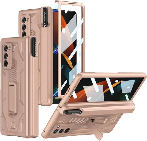Miniatura 12 de Miimall Funda para Galaxy Z Fold 2 con protección de bisagra, protector de pantalla de alta transparencia, protector de bisagra magnético, soporte