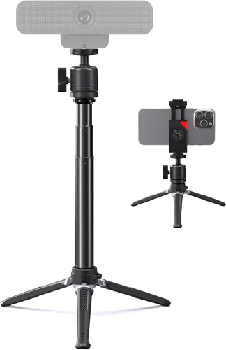 Miniatura 10 de Soporte de trípode para cámara web para escritorio de altura ajustable y soporte giratorio de 360° para cámara web compatible con Logitech Webcam