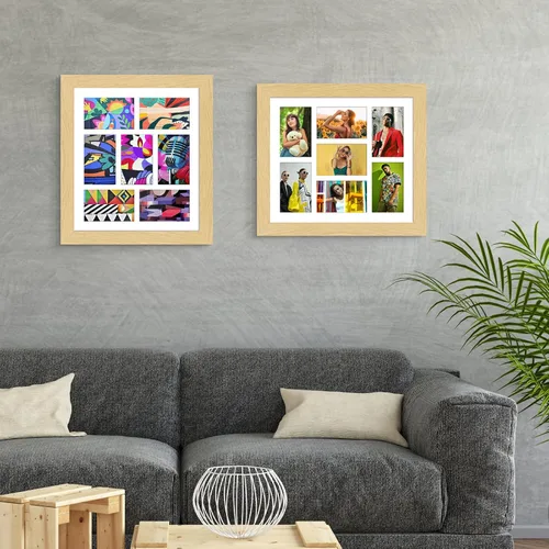 Miniatura 467 de Marcos de Fotos Collage de 13.5X15.5 con 7 Aberturas para Fotos de 4X6, Marco de Fotos Múltiples con Paspartú para Decoración de Pared, Grano