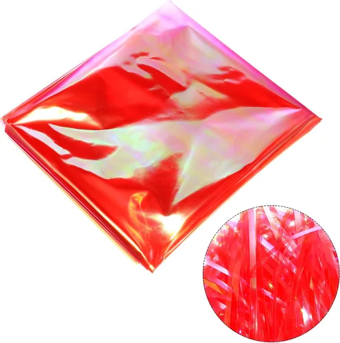 Miniatura 2 de Outus Película de celofán iridiscente de celofán arcoíris, decoración de manualidades para cestas de regalo, suministros de mariposas de hadas, Rojo