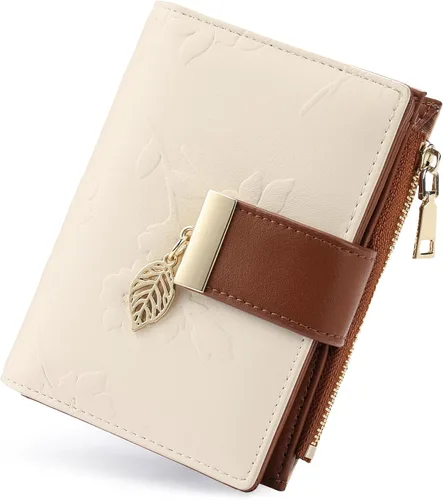 Miniatura 13 de yiijay Billetera pequeña para mujer, con bloqueo RFID, de piel, plegable, tarjetero para tarjetas de crédito para mujeres, cartera compacta