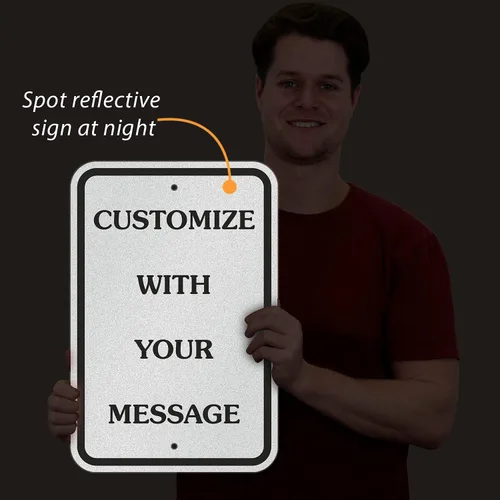 Miniatura 7 de SmartSign 18 x 12 pulgadas "Añade tu propio mensaje, elige color" Cartel de metal personalizado, aluminio de 63 mil, material reflectante laminado
