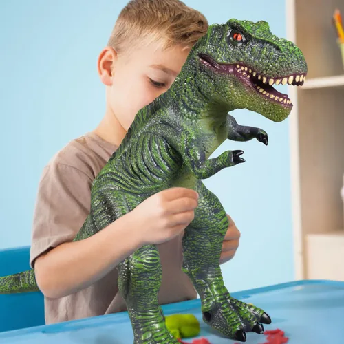 Miniatura 6 de YONGJULE Juguetes grandes de dinosaurios: juguete de dinosaurio suave Tiranosaurio Rex de 28 pulgadas para niños de 3 a 5 años, dinosaurio inflable