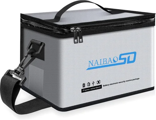 Miniatura 11 de Bolsa ignífuga y a prueba de explosiones para batería Lipo para almacenamiento y carga de batería Lipo, gran capacidad resistente al fuego con Negro