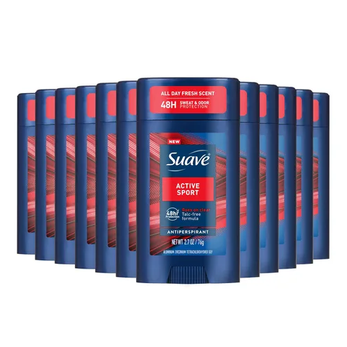 Suave Active Sport - Desodorante antitranspirante para hombre, aroma a bergamota y madera todo el día, para protección contra el olor y la humedad